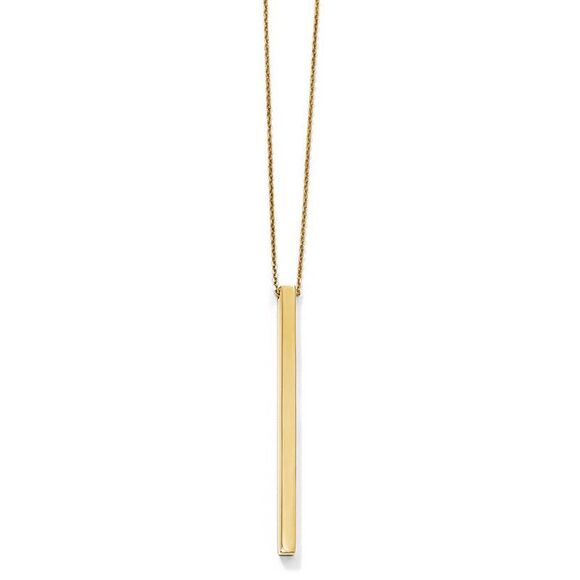 14k Yellow Gold Polished 3mm Vertical Bar Necklace 16-18 Inch